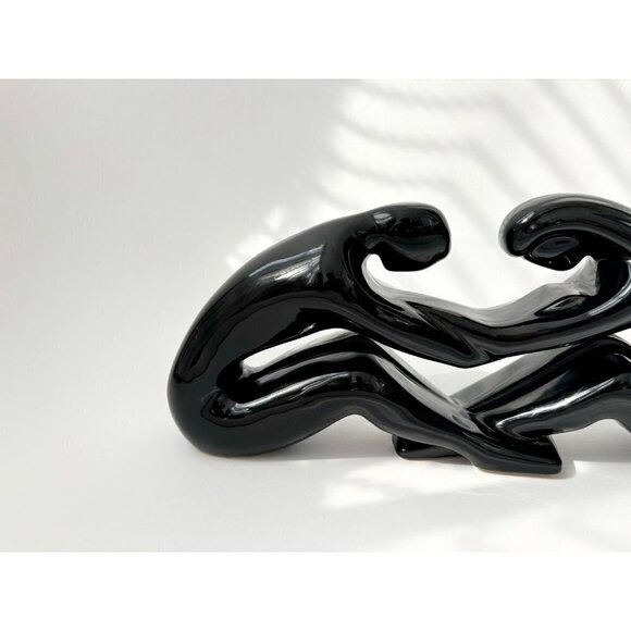 Vintage MCM Black Ceramic Royal Haeger Lovers Modernist Statue - Picture 3 of 8